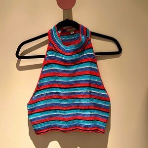 Ecote (Urban Outfitters) crochet mock neck halter tank top (S)
